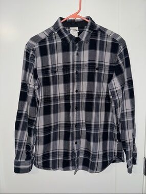The North Face Navy Blue and Gray Plaid Button-Down Shirt